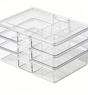 Mvoppovi - 8 Pack Clear Stackable Storage Bins, 4 Large + 4 Small for Kitchen Pantry